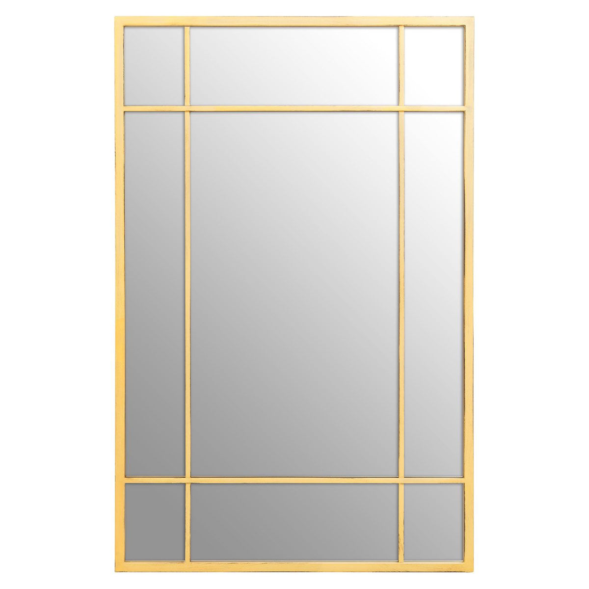 Brushed Gold Windowpane Wall Mirror, 140 x 90 cm - product image 2