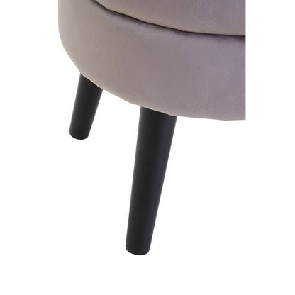 Mink Velvet Stool with Black Legs