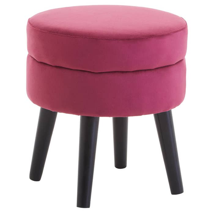 Wine Velvet Stool with Black Legs - product image 2