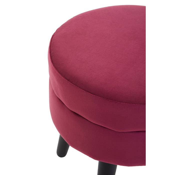 Wine Velvet Stool with Black Legs - product image 4
