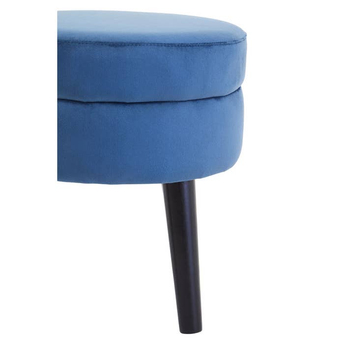 Midnight Blue Velvet Stool with Black Legs - product image 3