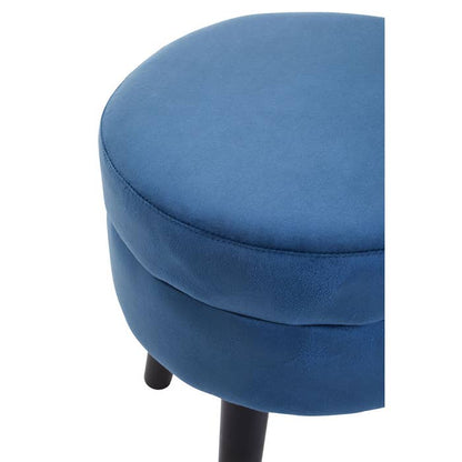 Midnight Blue Velvet Stool with Black Legs - product image 4