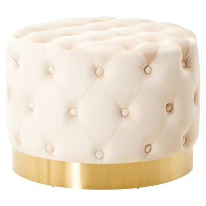 Stone Velvet Tufted Stool with Matte Gold Base - product image 1