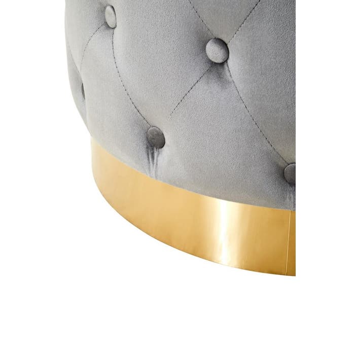 Grey Velvet Tufted Stool with Matte Gold Base - product image 4