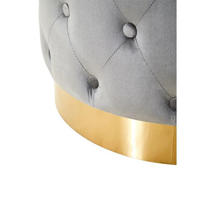 Grey Velvet Tufted Stool with Matte Gold Base - product image 4
