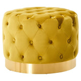 Pistachio Velvet Tufted Stool with Matte Gold Base - product image 1