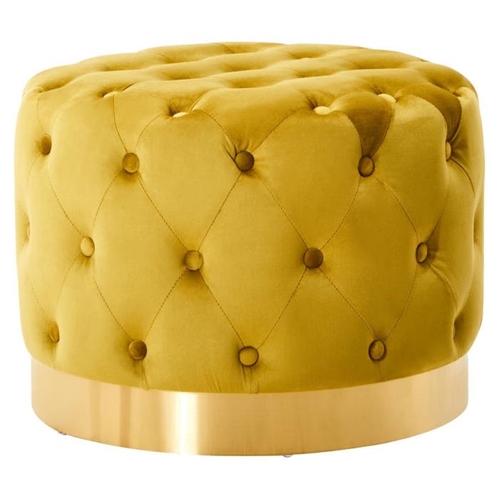 Pistachio Velvet Tufted Stool with Matte Gold Base - product image 1