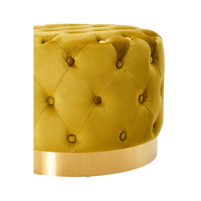Pistachio Velvet Tufted Stool with Matte Gold Base - product image 2
