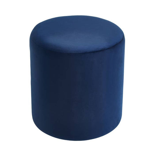 Midnight Blue Round Velvet Footstool - product image 1