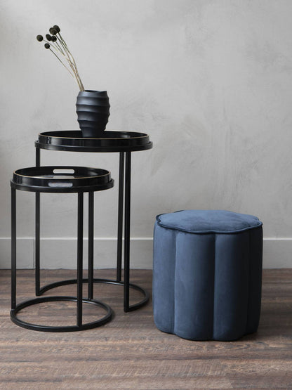 Royal Blue Velvet Scallop Footstool - product image 2