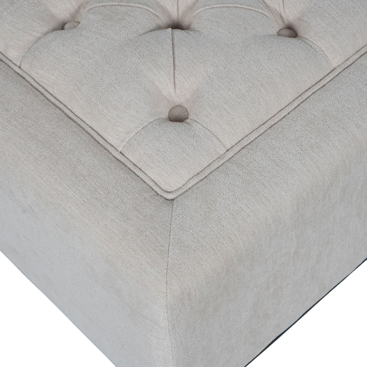 Ivory Button-Tufted Upholstered Stool, 81 x 61 cm - product image 3