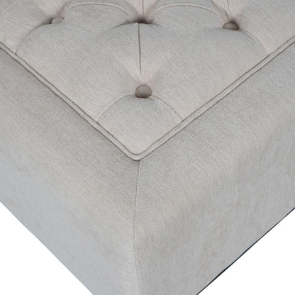 Ivory Button-Tufted Upholstered Stool, 81 x 61 cm - product image 3