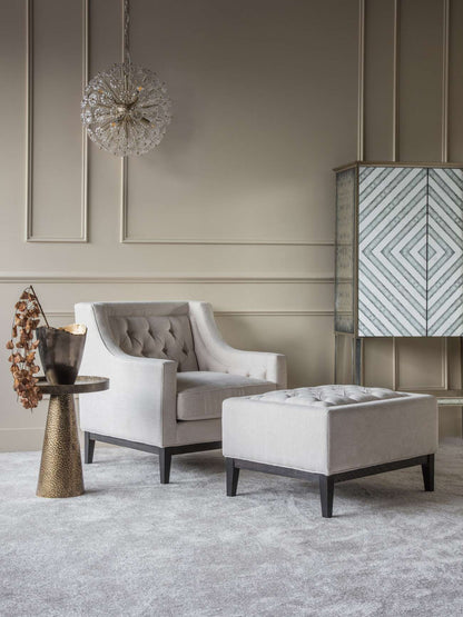Ivory Button-Tufted Upholstered Stool, 81 x 61 cm - product image 5