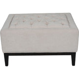 Ivory Button-Tufted Upholstered Stool, 81 x 61 cm - product image 1