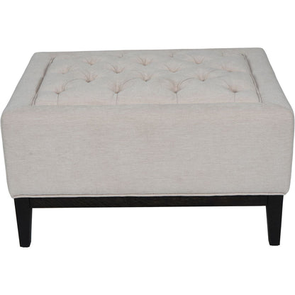 Ivory Button-Tufted Upholstered Stool, 81 x 61 cm - product image 1