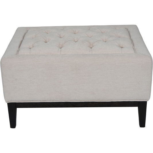 Ivory Button-Tufted Upholstered Stool, 81 x 61 cm - product image 1