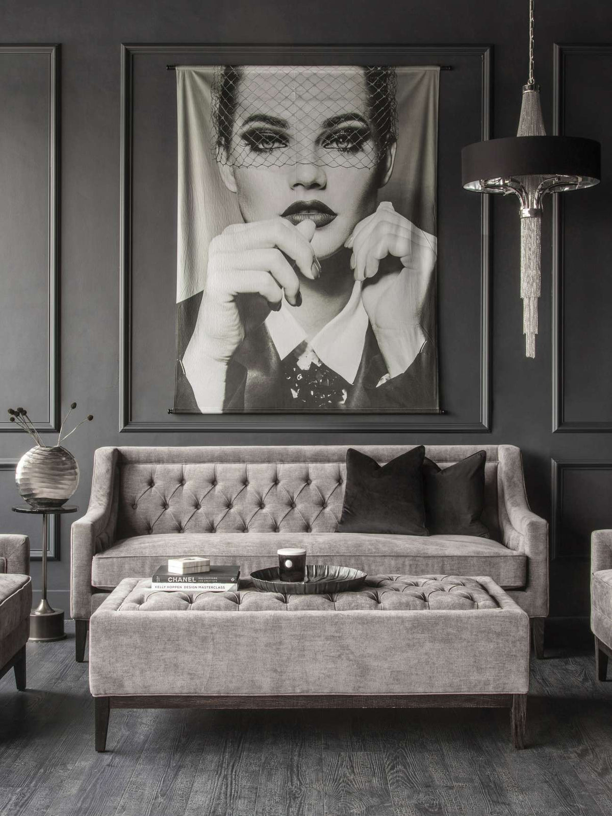 Warm Grey XL Button-Tufted Ottoman, 140 x 75 cm - product image 6