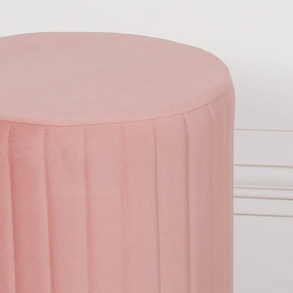Pink Velvet Round Stool with Gold-Tone Base - product image 3