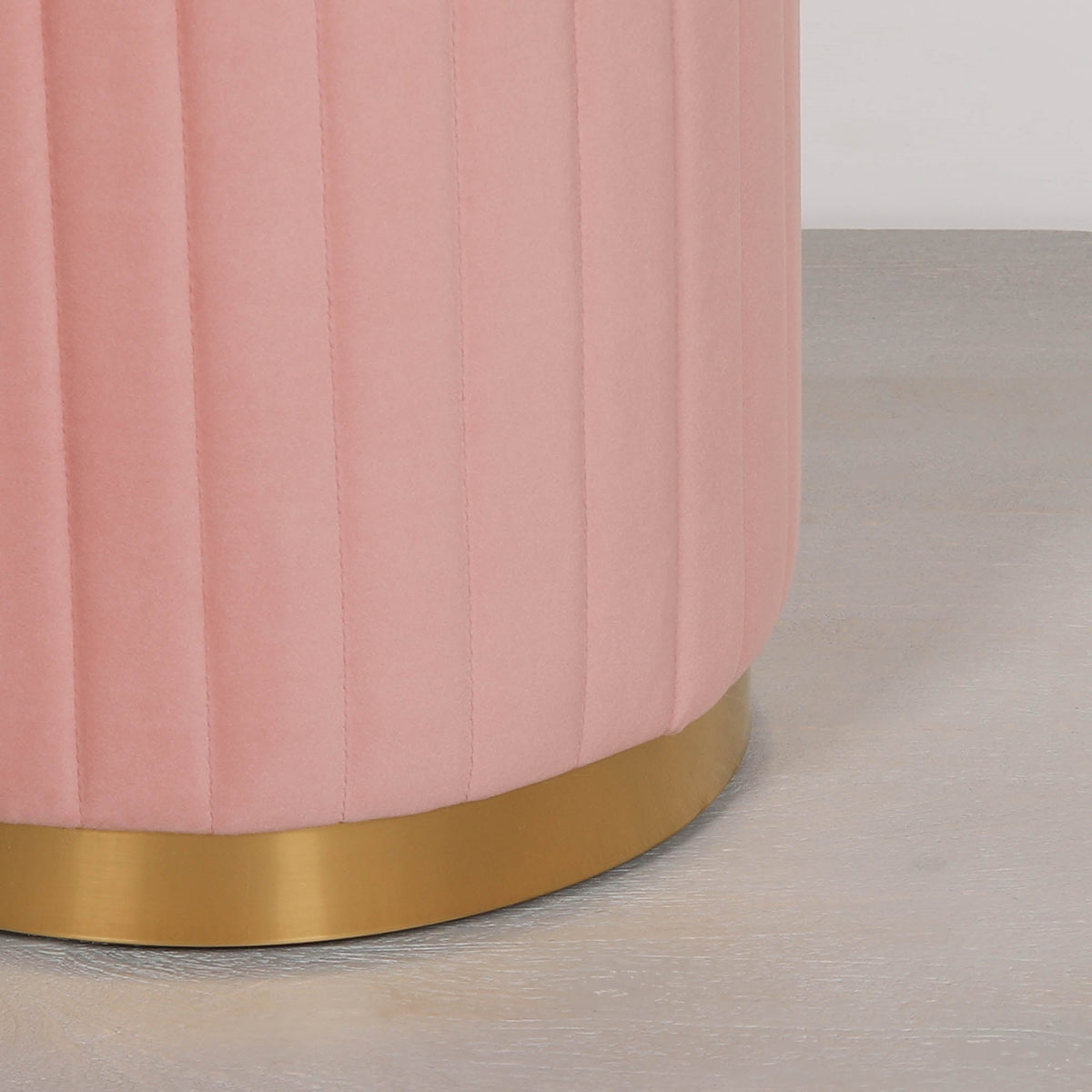 Pink Velvet Round Stool with Gold-Tone Base - product image 2