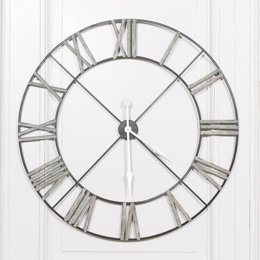 Extra-Large Vintage Black Metal Wall Clock, 110 cm - product image 1