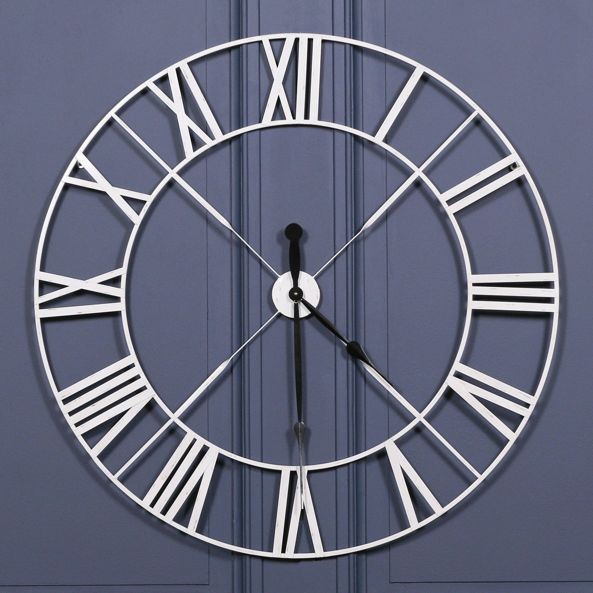 Distressed Off-White Twist-Frame Wall Clock, 110 cm - product image 1