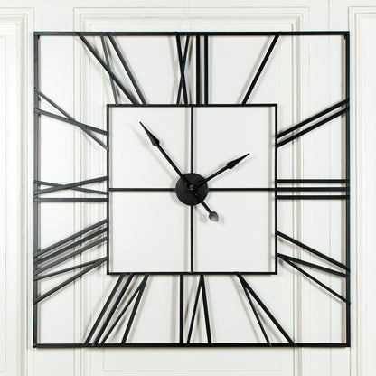 Extra-Large Black Square Metal Wall Clock, 120 cm - product image 1