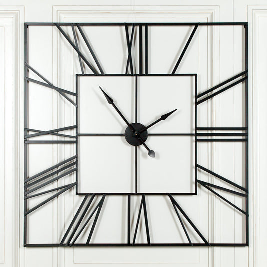 Extra-Large Black Square Metal Wall Clock, 120 cm - product image 1