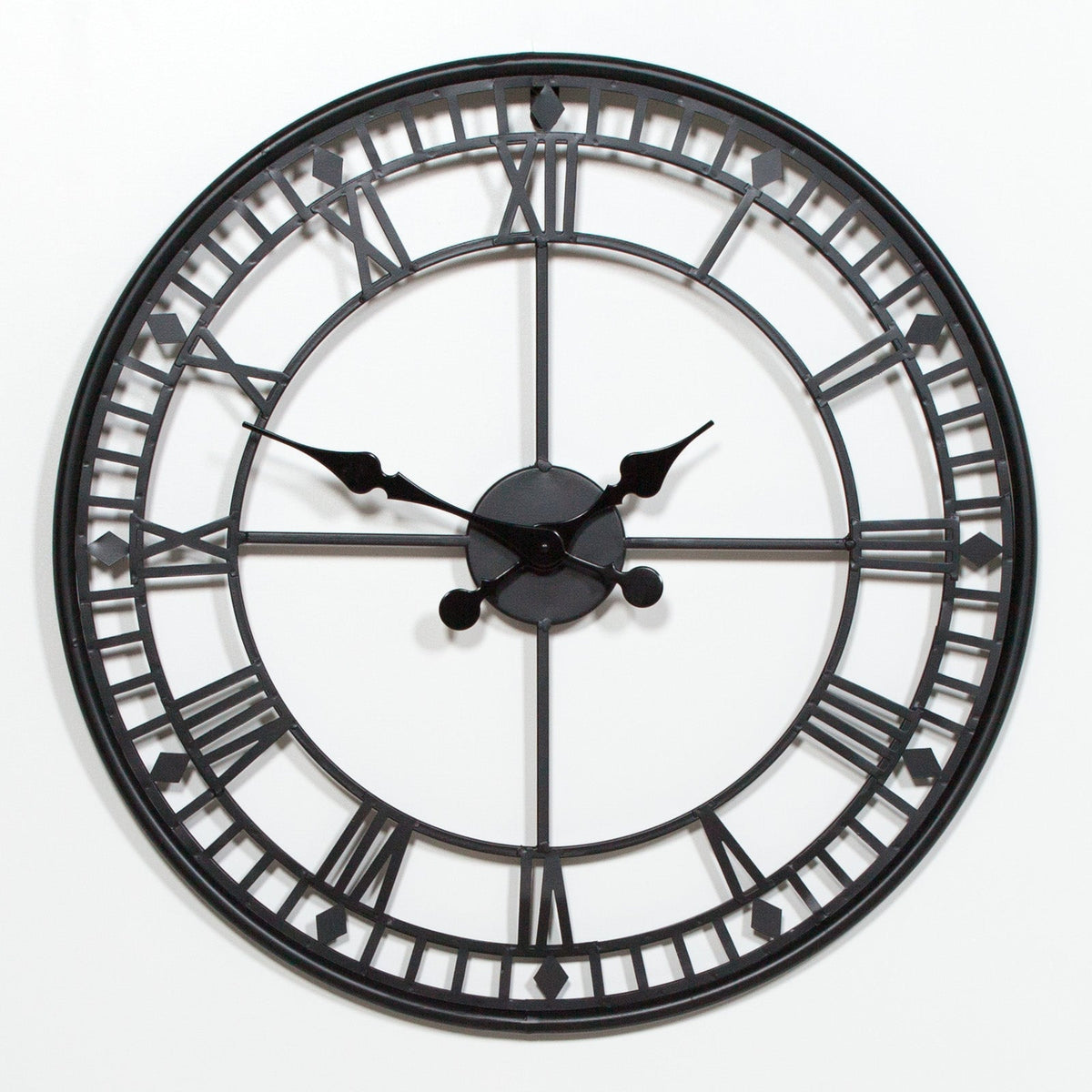 Black Open-Frame Metal Wall Clock, 55 cm - product image 1
