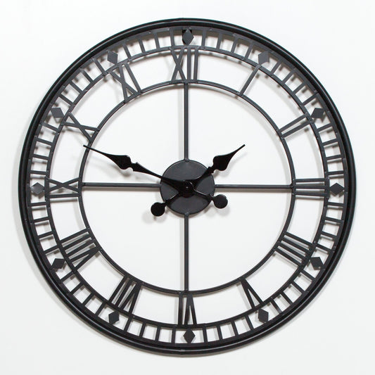 Black Open-Frame Metal Wall Clock, 55 cm - product image 1