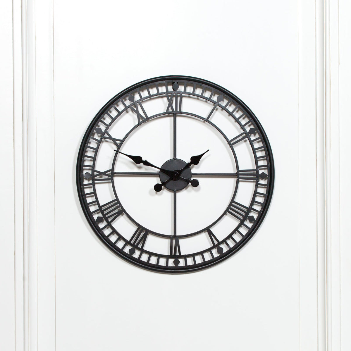Black Open-Frame Metal Wall Clock, 55 cm - product image 2
