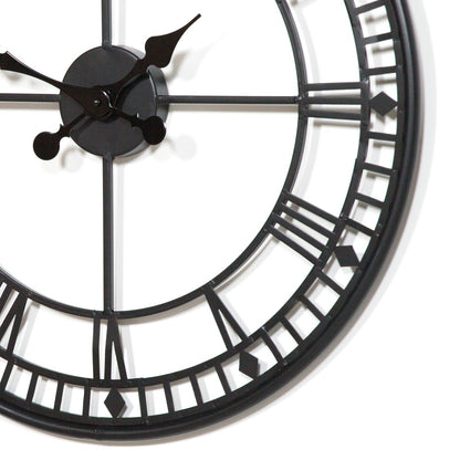 Black Open-Frame Metal Wall Clock, 55 cm - product image 3