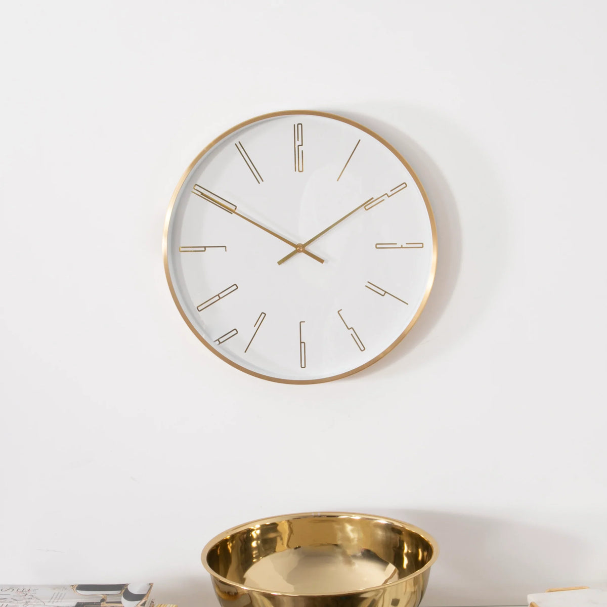 Gold-Frame Round Analog Wall Clock, 16-Inch - product image 4