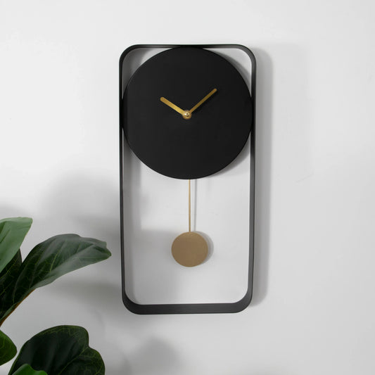 Matte Black and Gold Pendulum Wall Clock, 41 cm - product image 1