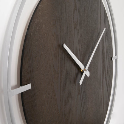 Wood-Look Face Wall Clock with Silver Frame, 60 cm - product image 3