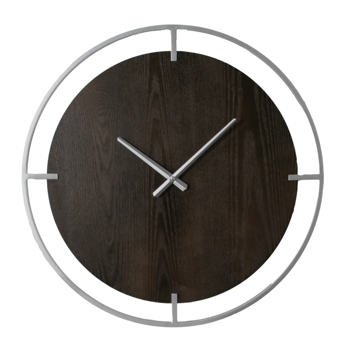 Wood-Look Face Wall Clock with Silver Frame, 60 cm - product image 4