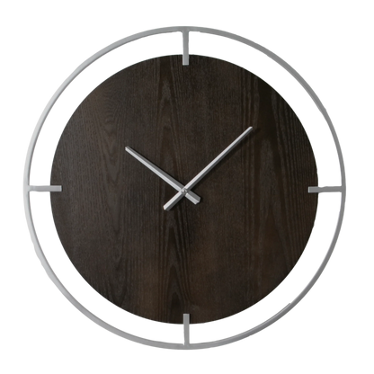 Wood-Look Face Wall Clock with Silver Frame, 60 cm - product image 4