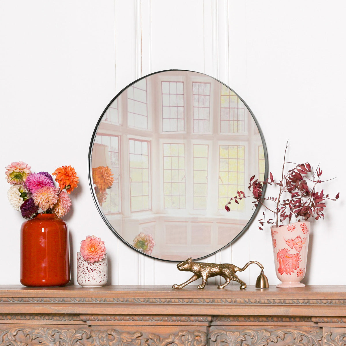 Black Round Wall Mirror, 50 cm - product image 1