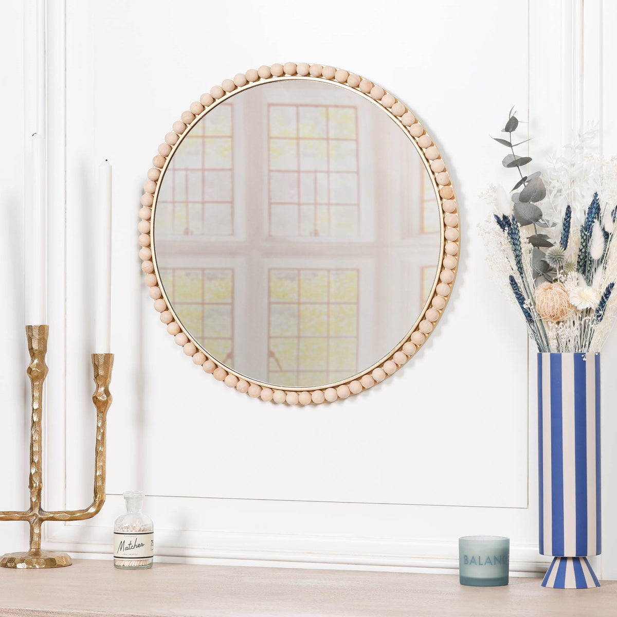 Gold-Tone Round Mirror with Bobble-Edge Frame, 50 cm - product image 2