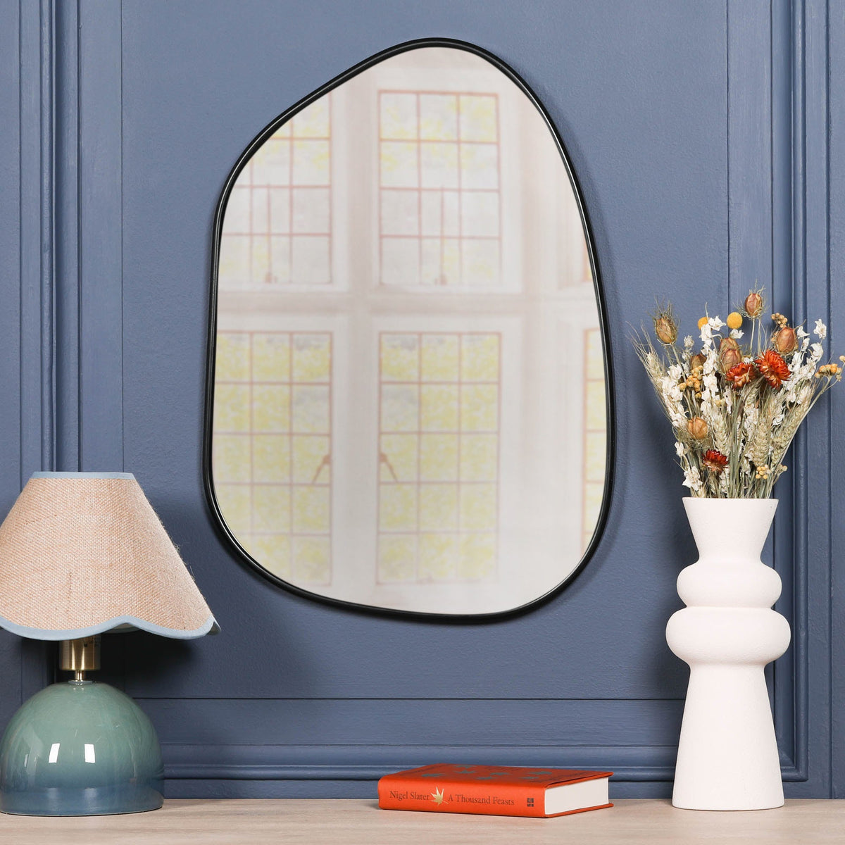 Black Asymmetrical Metal-Frame Wall Mirror - product image 1