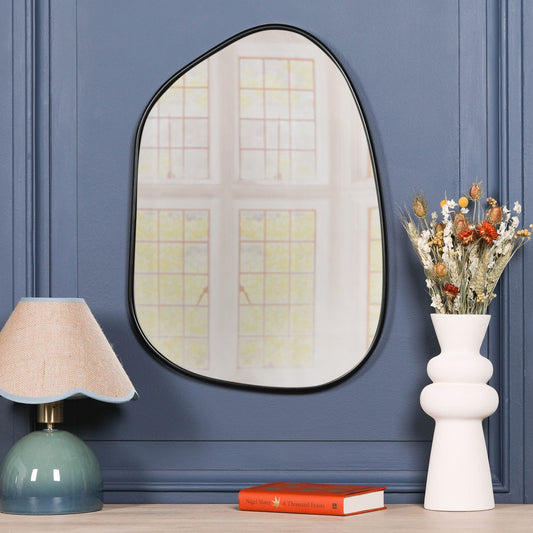 Black Asymmetrical Metal-Frame Wall Mirror - product image 1