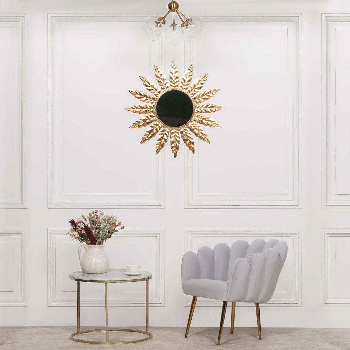Gold Flower-Frame Round Wall Mirror, 76 cm - product image 4