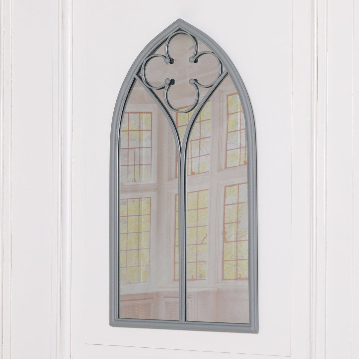 Grey Gothic Metal-Frame Wall Mirror - product image 1