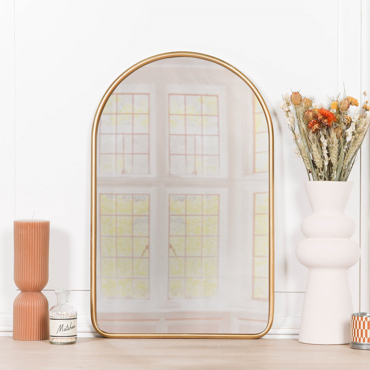 Gold Curved Arch Metal-Frame Wall Mirror - product image 2