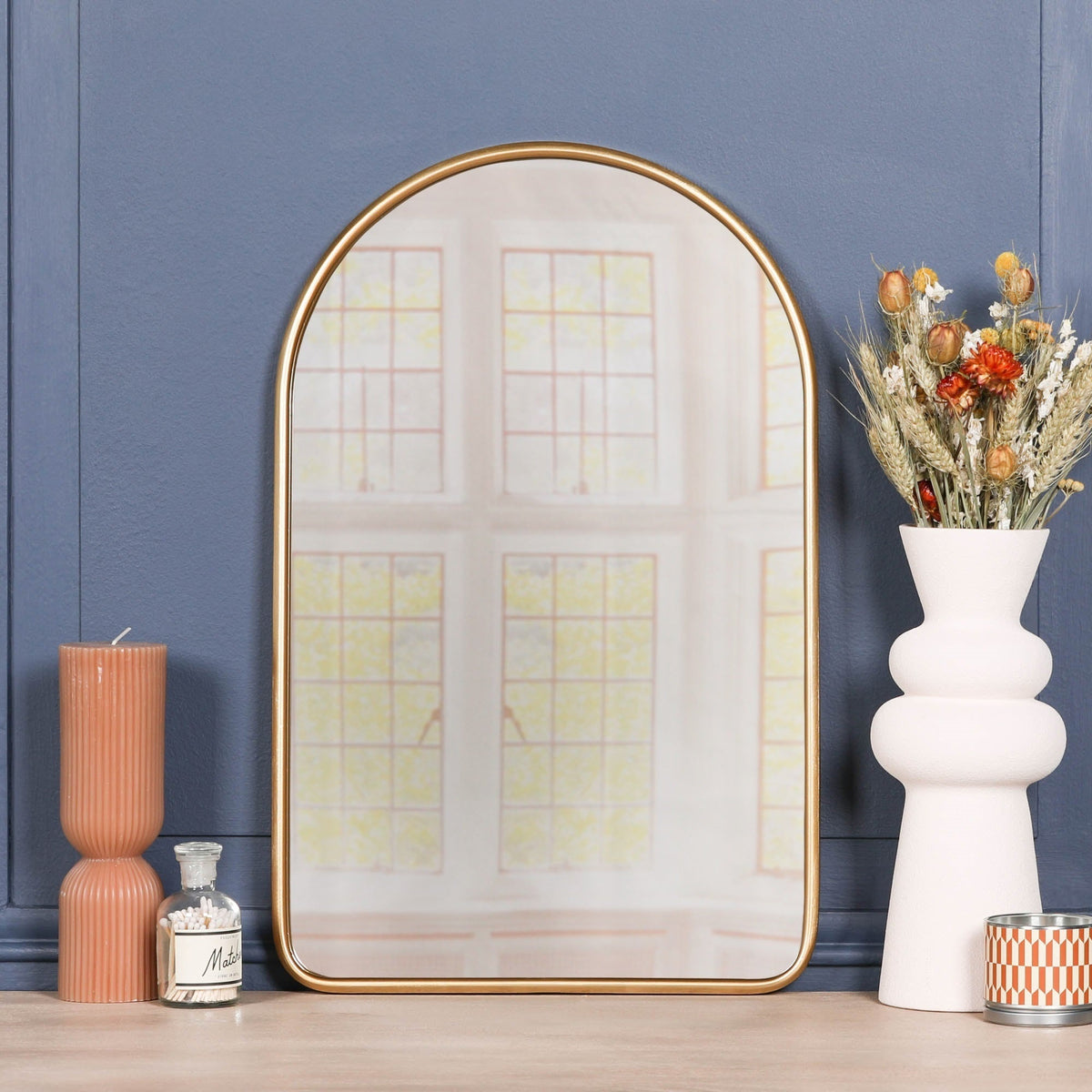 Gold Curved Arch Metal-Frame Wall Mirror - product image 6